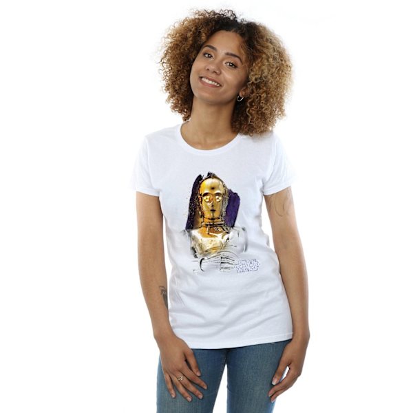 Star Wars Dam/Kvinnor The Last Jedi C-3PO Borstad Bomull T-Sh White XXL