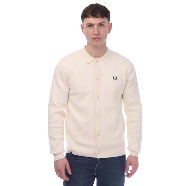 Fred Perry Herr Knitted Button Through Pikétröja S Ecru Ecru S