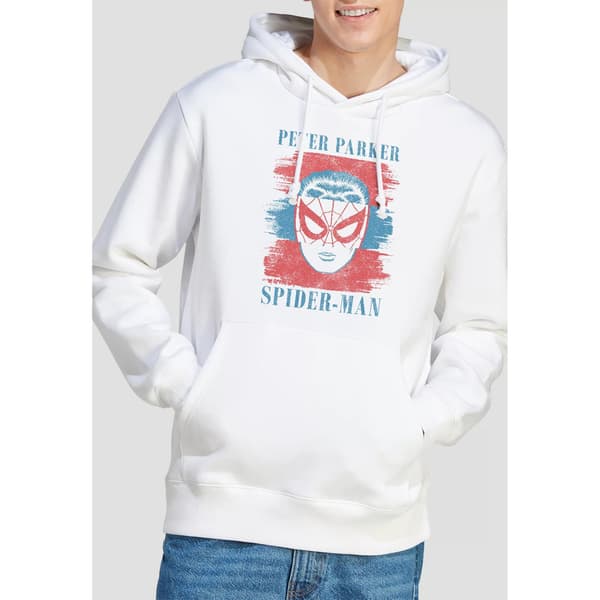 Spider-Man Herr Peter Parker Randig Hoodie L Vit White L