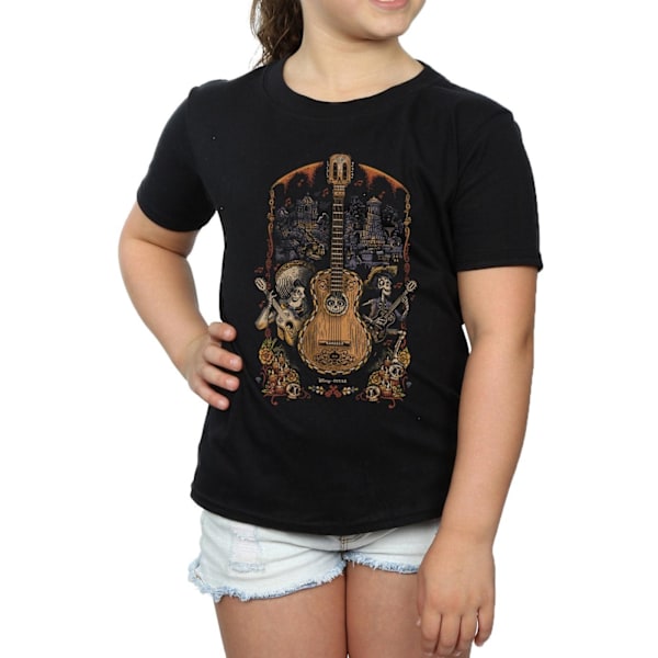 Disney Girls Coco Guitar Poster Bomull T-shirt 12-13 År Svart Black 12-13 Years