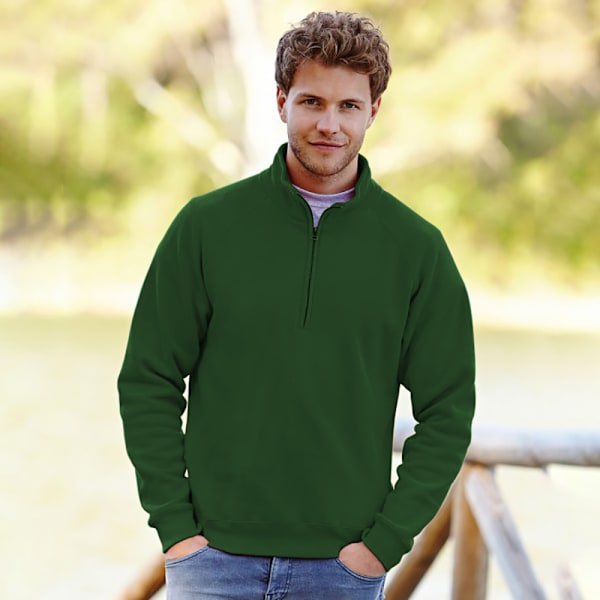 Fruit Of The Loom Premium 70/30 Zip Neck Sweatshirt M Bott Bottle Green M