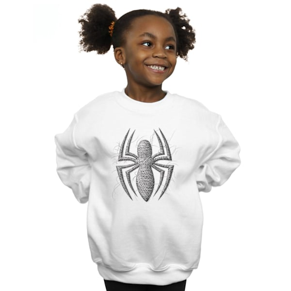 Marvel Girls Spider-Man Web Logo Sweatshirt 9-11 år Vit White 9-11 Years