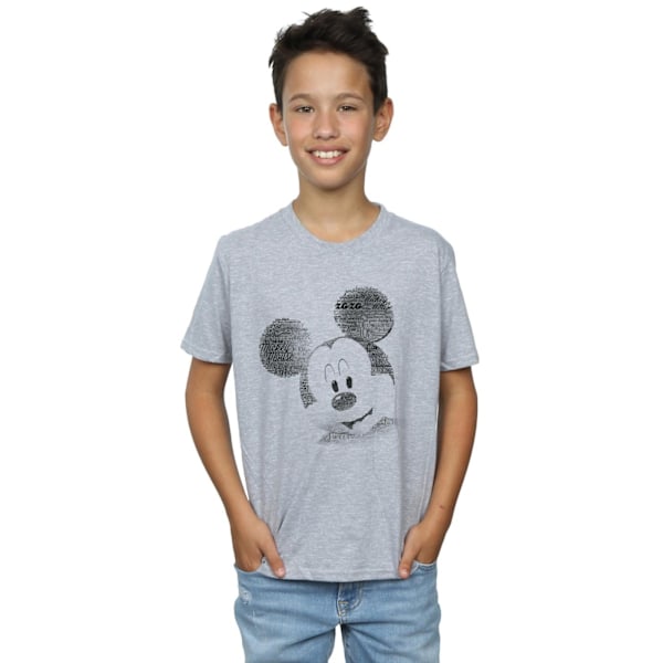 Disney Boys Mickey Mouse Text Face T-Shirt 5-6 år Sports Grey Sports Grey 5-6 Years