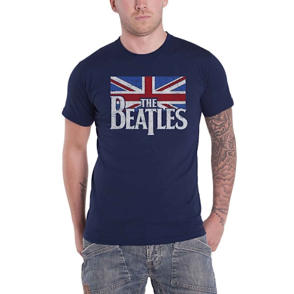 The Beatles Unisex Vuxen Flag Logo T-Shirt L Marinblå Navy Blue L