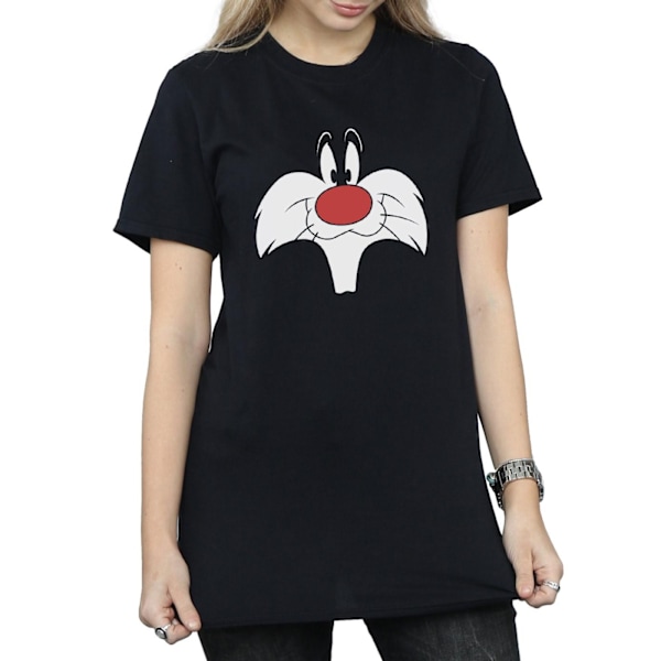 Looney Tunes Dam/Kvinnor Sylvester Big Face Bomull Boyfriend Black XXL