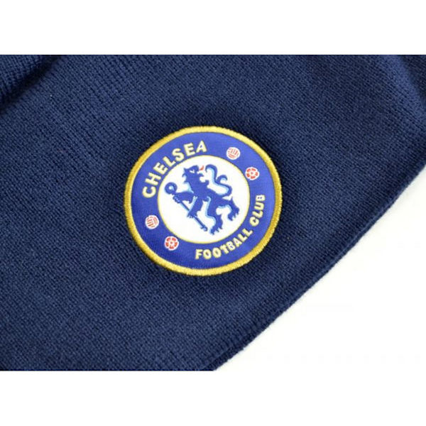 Chelsea FC Stickad Mössa med Vapen One Size Marinblå Navy Blue One Size