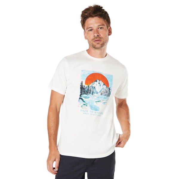 Maine Herr T-shirt med tryck \"Back To Nature\" Storlek L Vit White L