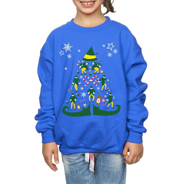 Elf Girls Julgran Sweatshirt 5-6 År Royal Blue Royal Blue 5-6 Years