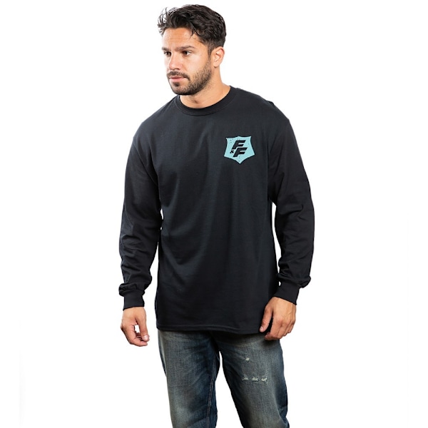 Fast & Furious Mens Shield Long-Sleeved T-Shirt XL Black Black XL