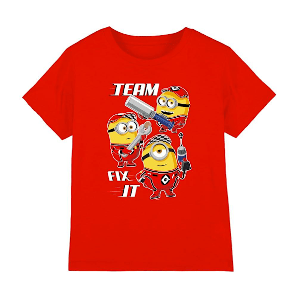 Despicable Me 4 Barn/Barn Fix It Team T-Shirt 3-4 År Röd Red 3-4 Years