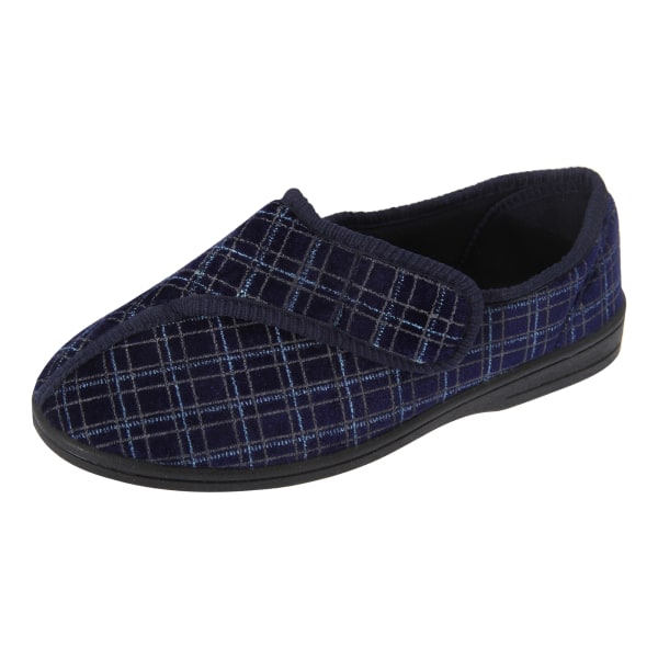 Zedzzz herr George touch-fastening check velour tofflor 7 UK N Navy Blue 7 UK