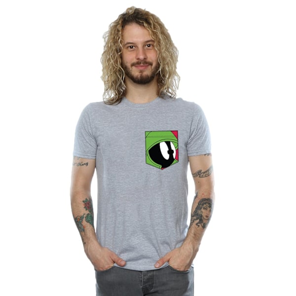 Looney Tunes Herr Marvin The Martian Ansikte Faux Pocket T-Shirt M Sports Grey M