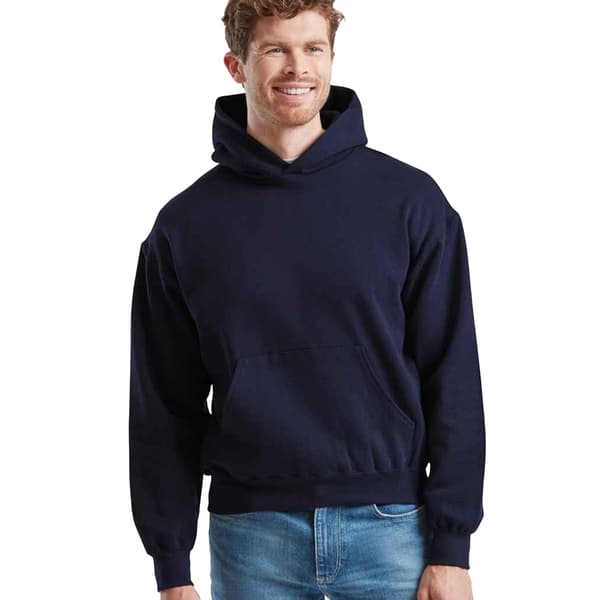 Fruit of the Loom Herr Supercotton Bomullshuvtröja L Mörkblå Deep Navy L