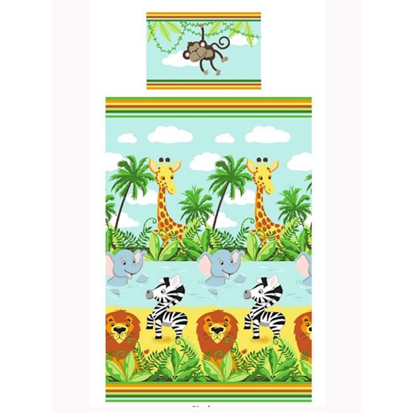 Bedding & Beyond Jungle-Tastic Påslakanset Enkelsäng Blå/Grön Blue/Green/Yellow Single