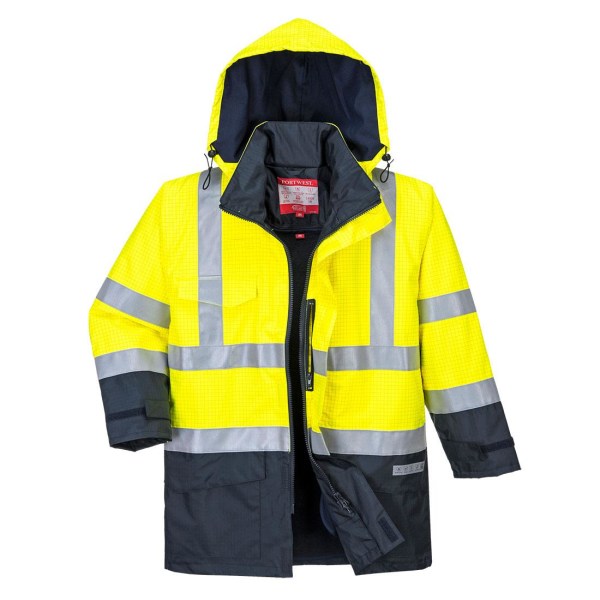 Portwest Herr Hi-Vis Bizflame Rain Multi-Norm Jacka 4XL Gul Yellow/Navy 4XL