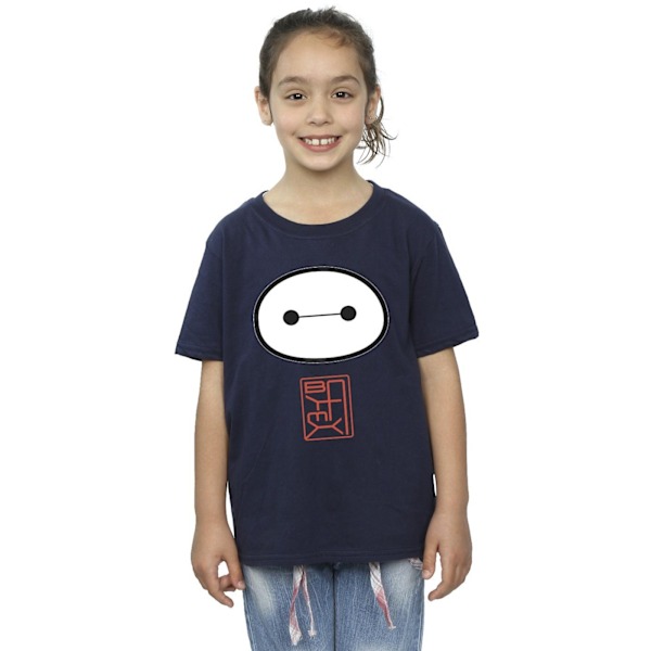 Disney Girls Big Hero 6 Baymax Icon Bomull T-shirt 12-13 år Navy Blue 12-13 Years