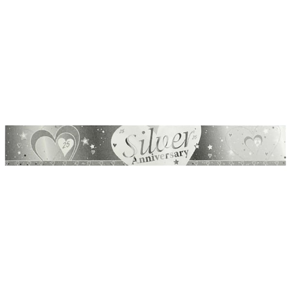 Creative Party 9 Foot Anniversary Folie Banner - Silver One Size Silver One Size