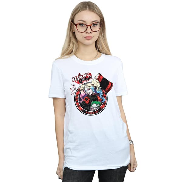 DC Comics Dam/Kvinnor Harley Quinn Joker Patch Bomull Pojkvän White S
