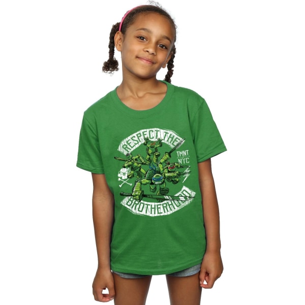 TMNT Girls Respect The Brotherhood Bomull T-shirt 12-13 år I Irish Green 12-13 Years