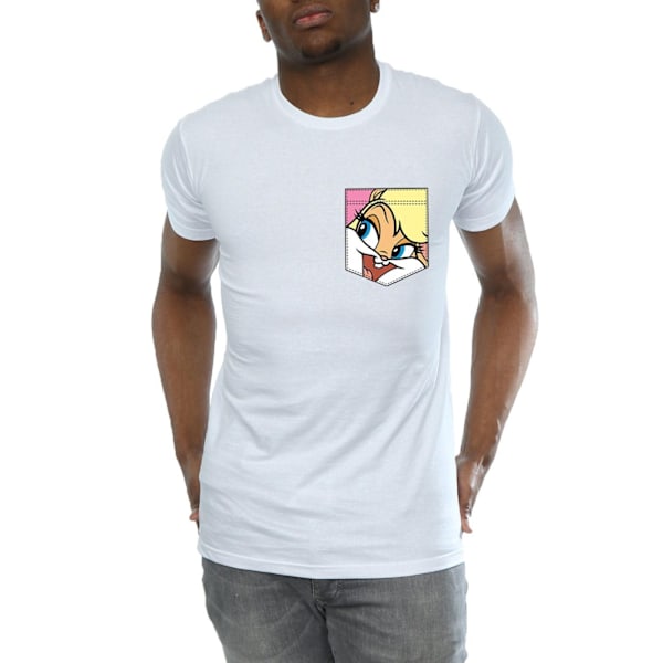 Looney Tunes Herr Lola Bunny Ansikte Faux Pocket T-Shirt L Vit White L