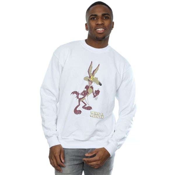 Looney Tunes Mens Wile E Coyote Distressed Sweatshirt 4XL Vit White 4XL