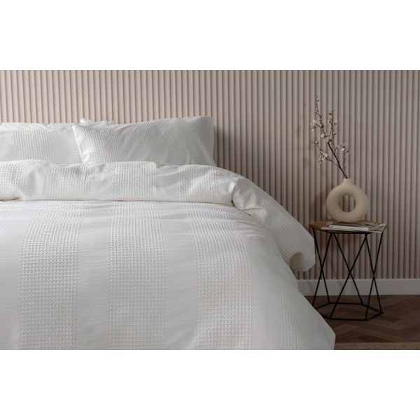 Belledorm Waffle Stripe Påslakanset Enkel Vanilla Vanilla Single