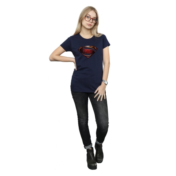 Superman Dam/Ladies Logotyp bomull T-shirt S Marinblå Navy Blue S