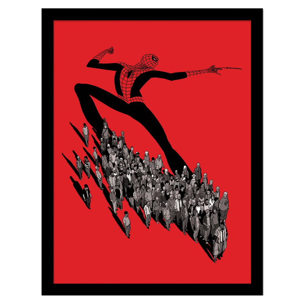 Spider-Man Crowd inramad affisch 40cm x 30cm Röd/Grå/Svart Red/Grey/Black 40cm x 30cm