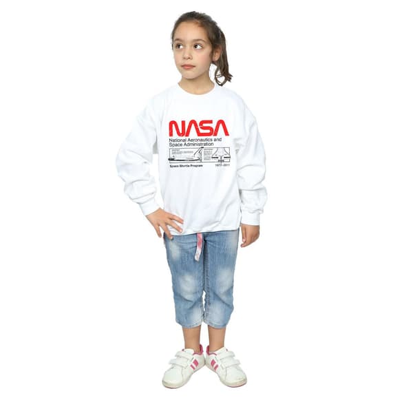 NASA Flickor Klassisk Rymdfärja Tröja 7-8 År Vit White 7-8 Years