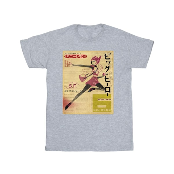 Disney Boys Big Hero 6 Baymax Honey Lemon Newspaper T-shirt 9-11 år Sports Grey 9-11 Years
