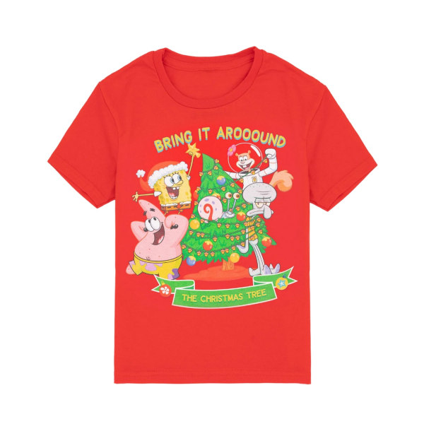 Svampbob Fyrkant T-shirt för barn/barn julgran 9-1 Red 9-10 Years