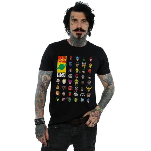 Marvel Herr Marvel Comics Heads Cover T-shirt M Svart Black M