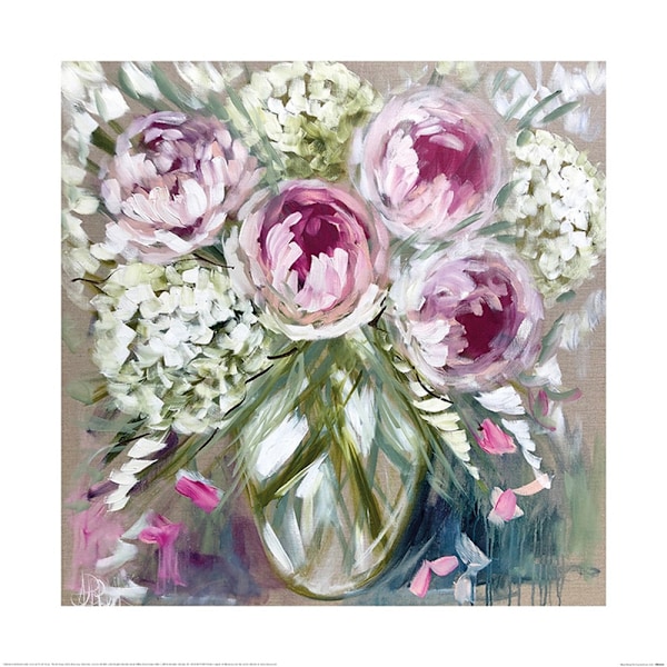 Amanda Brooks Blush Peony Poster 40cm x 40cm Rosa/Grön/Vit Pink/Green/White 40cm x 40cm