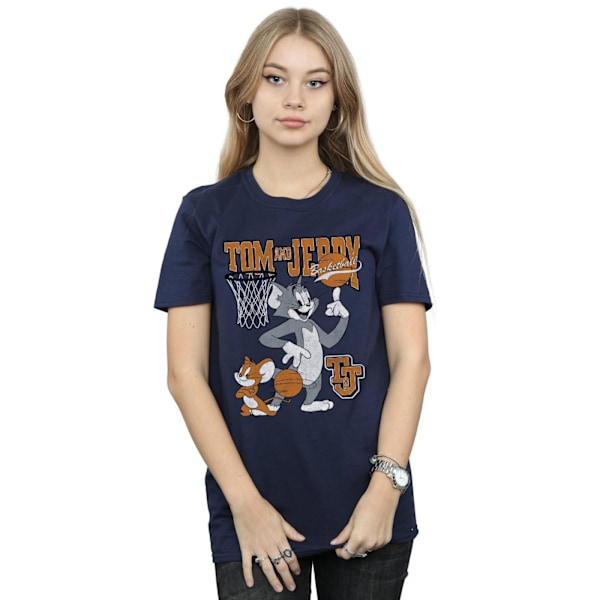 Tom och Jerry Dam/Dam Spinning Basketboll Bomull Boyfrien Navy Blue M