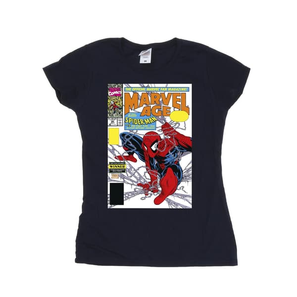Marvel Dam/Kvinnor Spider-Man Marvel Age Comic Cover Bomulls T-shirt White L
