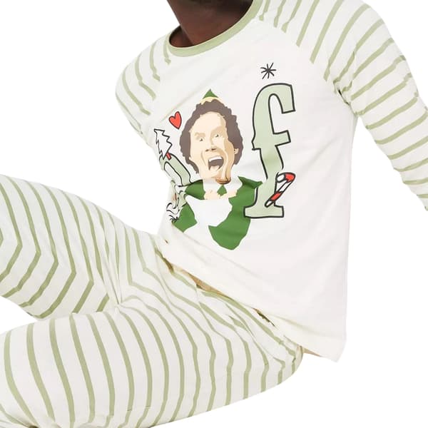 Elf Herr Randig Långärmad Lång Pyjamasset S Vit/Grön White/Green S