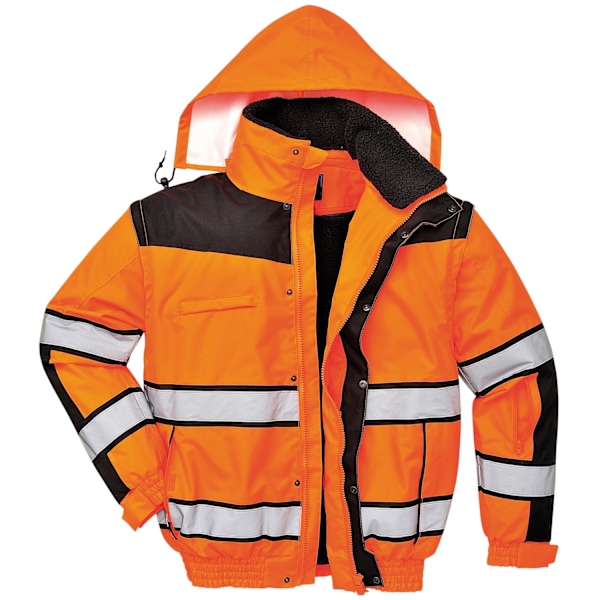 Portwest Herr Hög Synlighet Klassisk Allväders Bomberjacka Orange/ Black 3XL