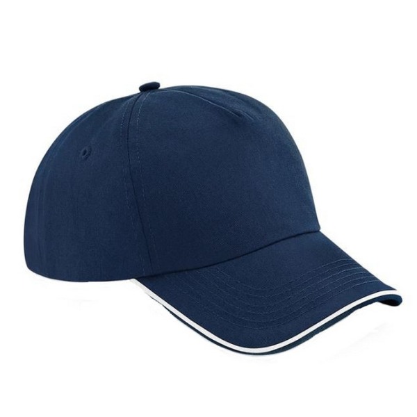 Beechfield Adults Unisex Authentic 5 Panel Piped Peak Cap One S French Navy/White One Size
