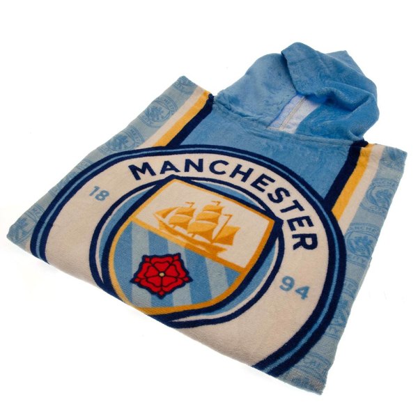 Manchester City FC Barn/Kids Crest Huvhandduk One Size S Sky Blue/White/Gold One Size
