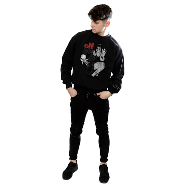 Elf Herr Mono Distressed Poster Sweatshirt L Svart Black L