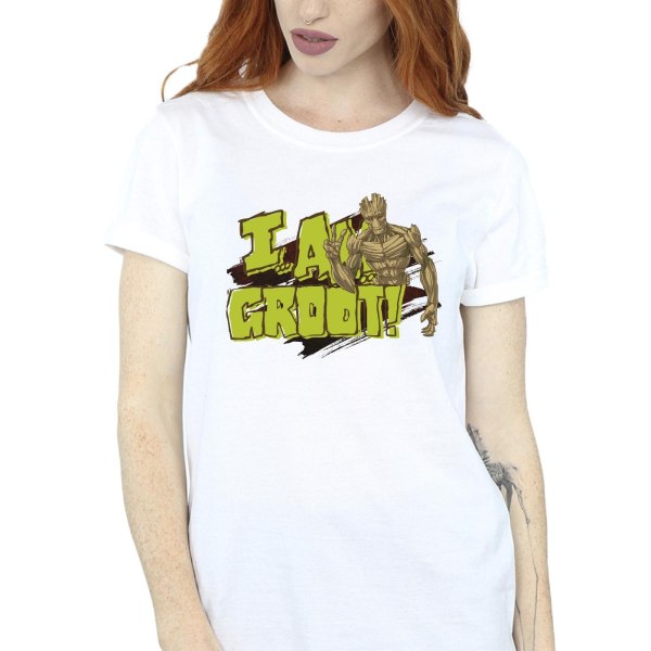 Guardians Of The Galaxy Womens/Ladies I Am Groot Cotton Boyfrie White 3XL