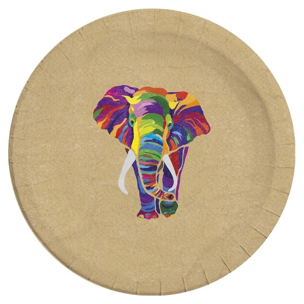 Procos Paper Elephant Party Plates (Pack om 8) One Size Brown/M Brown/Multicoloured One Size