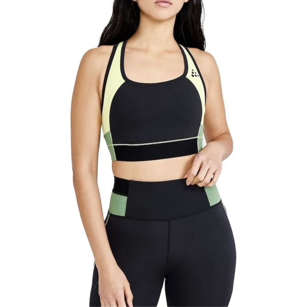 Craft Womens/Ladies Pro Charge Color Block Crop Top L Black/Ye Black/Yellow/Green L