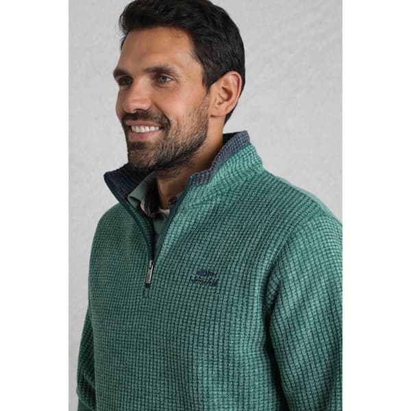 Weird Fish Newark Grid Eco Friendly Quarter Zip Fleecetröja för män Leaf Green XXL