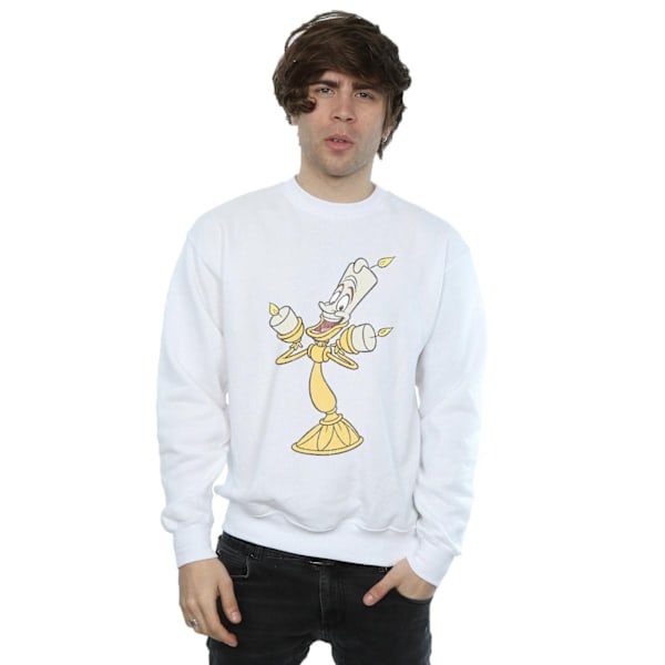 Disney Herrar Skönheten och Odjuret Lumiere Distressed Sweatshirt White M