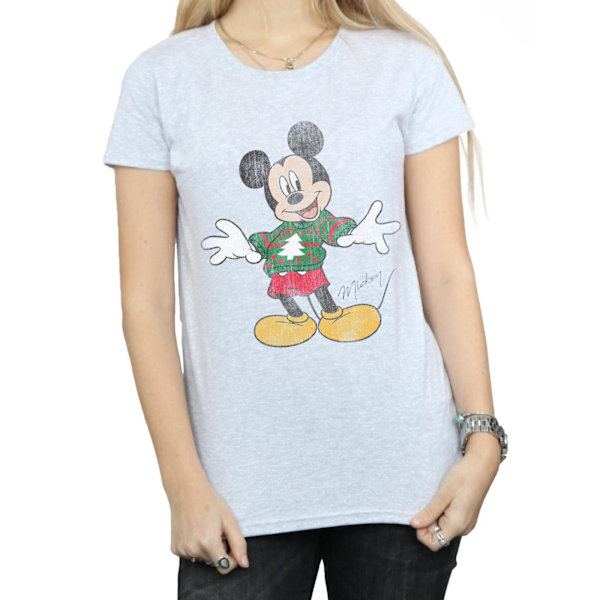 Disney Dam/Kvinnor Musse Pigg Jultröja Bomull T-shirt Sports Grey M