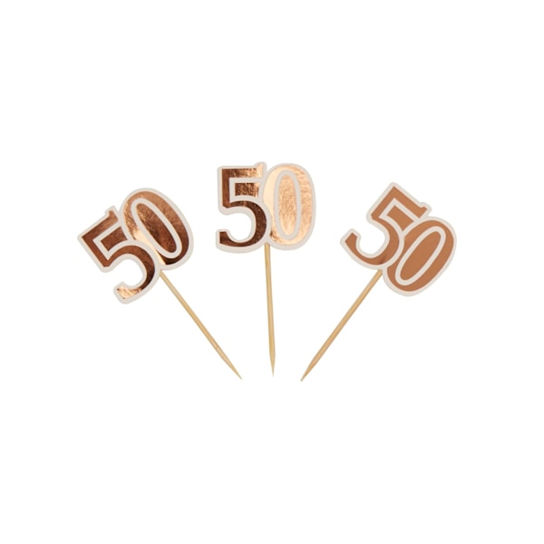 Neviti 50-års födelsedagstårta Topper (10-pack) One Size Rose Gol Rose Gold One Size