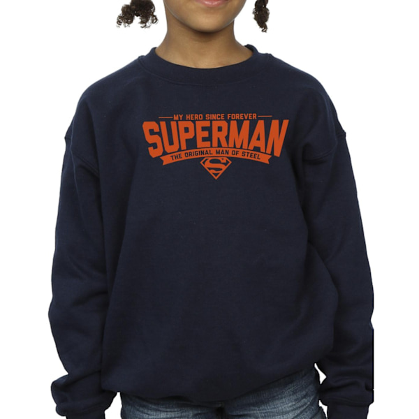 DC Comics Girls Superman Hero Dad Sweatshirt 12-13 år Marinblå B Navy Blue 12-13 Years