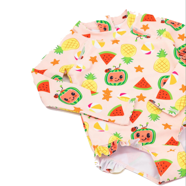 Cocomelon flickor volang baddräkt 12-18 månader rosa/gul Pink/Yellow/Green 12-18 Months