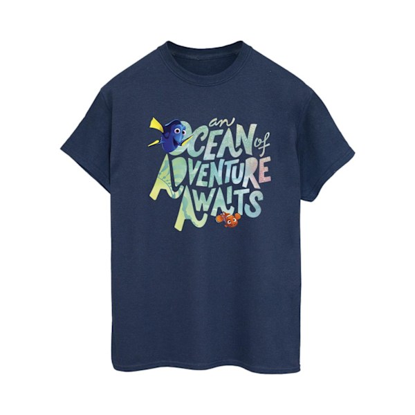 Disney Dam/Damer Finding Dory Ocean Of Adventure Bomull Boyfriend T-shirt Navy Blue 5XL